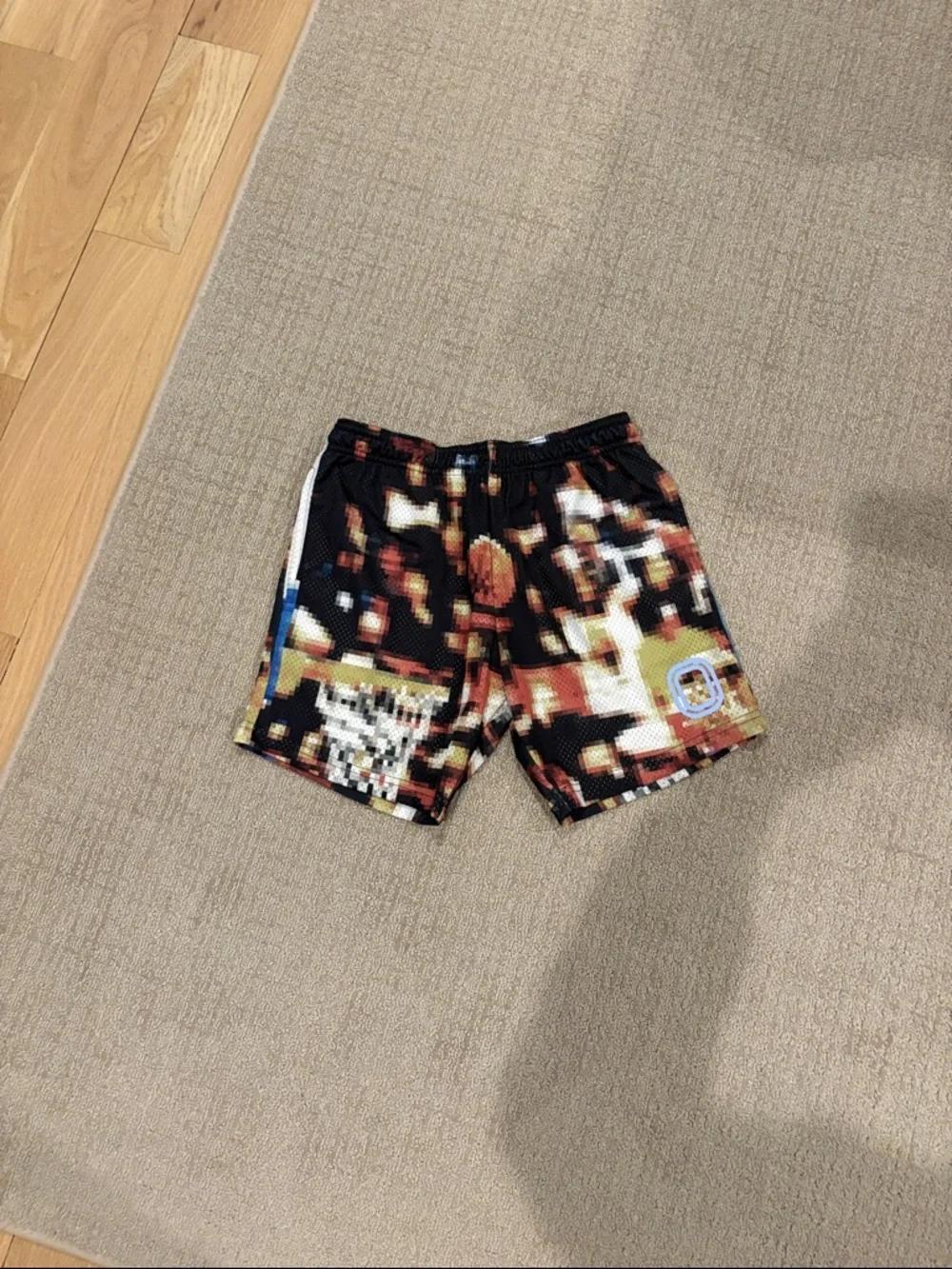 OVERTIME Kids Pixel-Print Athletic Shorts in Black & Multicolor - Picture 2 of 5